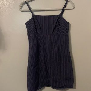 Small navy blue pinstriped dress from Kendall and Kylie